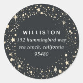 Starry Border Holiday Return-adres Ronde Sticker (Voorkant)