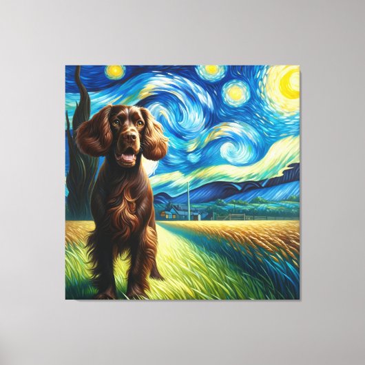 Starry Boykin Spaniel Hondenportret - Dierenportre Canvas Afdruk (Voorkant)