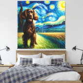 Starry Boykin Spaniel Hondenportret - Dierenportre Canvas Afdruk (Insitu (Slaapkamer))