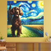 Starry Boykin Spaniel Hondenportret - Dierenportre Canvas Afdruk (Insitu (Woonkamer))