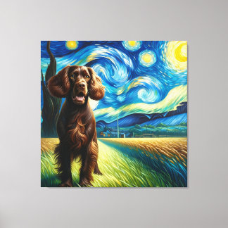 Starry Boykin Spaniel Hondenportret - Dierenportre Canvas Afdruk