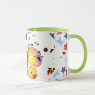 Starry Butterfly, groene ringer 11oz mok koffie/th