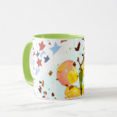 Starry Butterfly, groene ringer 11oz mok koffie/th (Voorkant links)
