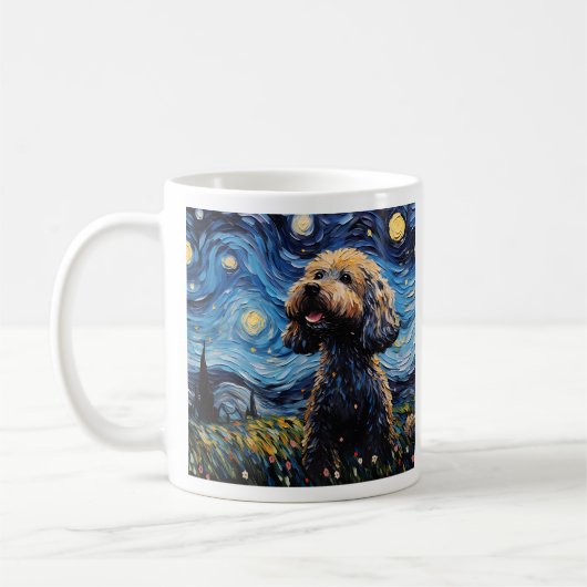 Starry Canine Elegance - Van Goghs nalatenschap in Koffiemok (Links)