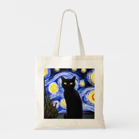 Starry Cat Night Canvas tas (Achterkant)