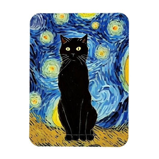 Starry Cat Night Magnet Magneet (Verticaal)