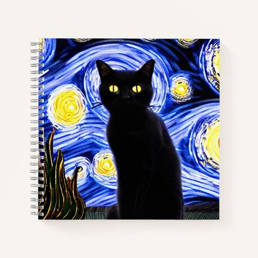 Starry Cat Night Notitieboek (Voorkant)