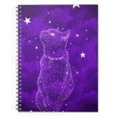 Starry Cat Notebook, Paars Notitieboek (Voorkant)
