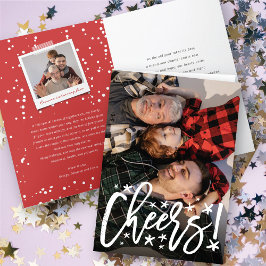 Starry Cheers Brush Script Moderne nieuwjaarsfoto Feestdagen Kaart