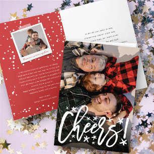 Starry Cheers Brush Script Moderne nieuwjaarsfoto Feestdagen Kaart