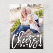 Starry Cheers Brush Script Moderne nieuwjaarsfoto Feestdagenkaart (Voorkant)