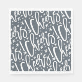 Starry Cheers Brush Script Pattern Modern Nieuwjaa Servet (Voorkant)