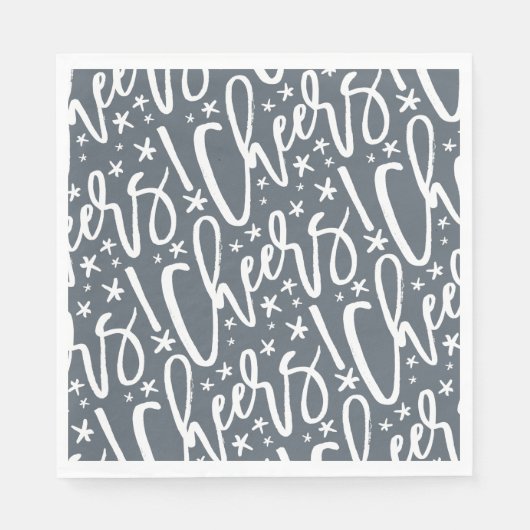 Starry Cheers Brush Script Pattern Modern Nieuwjaa Servet (Voorkant)