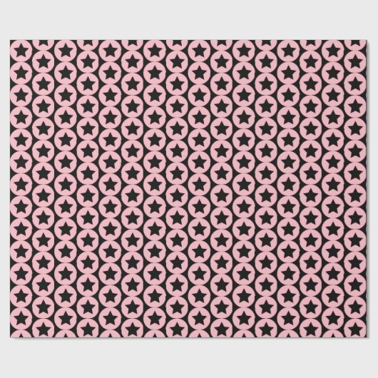 "Starry Chic Pink & Black Gift Wrap" Cadeaupapier (Vlak)