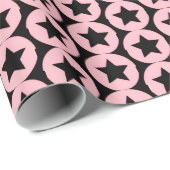 "Starry Chic Pink & Black Gift Wrap" Cadeaupapier (Rol Hoek)