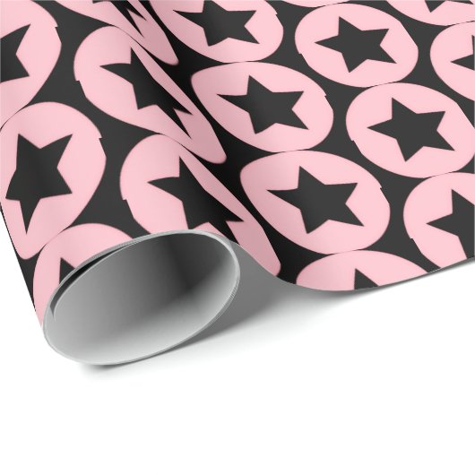 "Starry Chic Pink & Black Gift Wrap" Cadeaupapier (Rol Hoek)