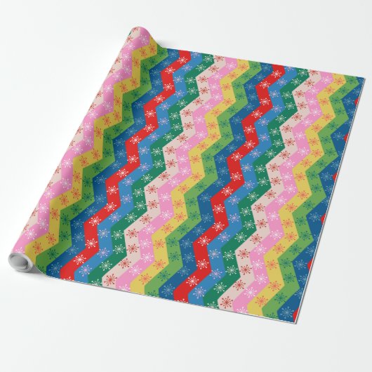Starry Christmas stripes Cadeaupapier (Uitgerold)