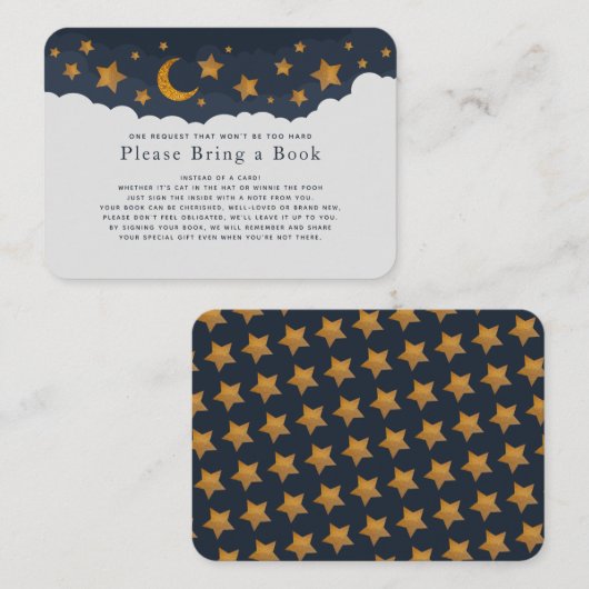 Starry Clouds Baby shower Neem een boek mee Visitekaartje (Voorkant / Achterkant)
