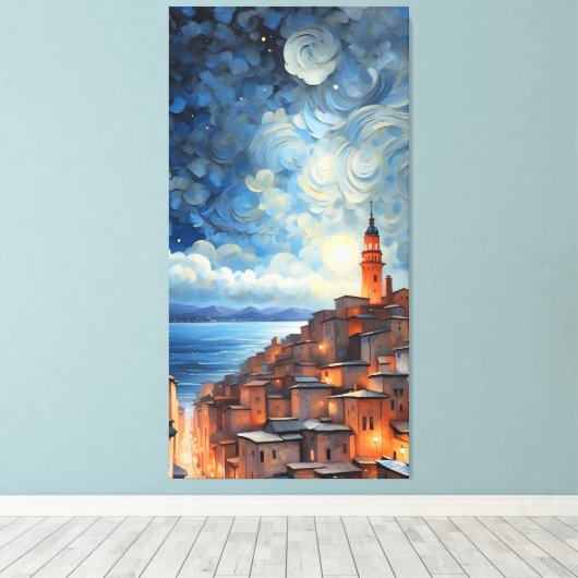 Starry Coast Town Canvas Afdruk (Insitu (Houten vloer))