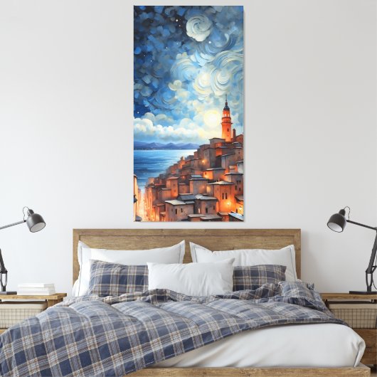 Starry Coast Town Canvas Afdruk (Insitu (Slaapkamer))