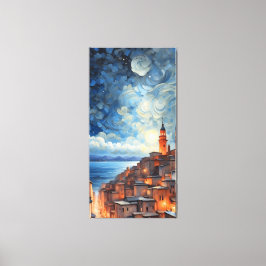 Starry Coast Town Canvas Afdruk