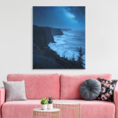 Starry Coastal Night - Serene Melkweg Ocean Uitzic Canvas Afdruk (Insitu (Woonkamer))