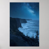 Starry Coastal Night - Serene Melkweg Ocean Uitzic Poster (Voorkant)