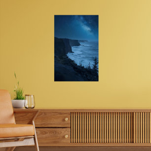Starry Coastal Night - Serene Melkweg Ocean Uitzic Poster