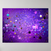 Starry Confetti Faux Glitter Paarse Achtergrond Poster (Voorkant)