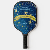 Starry Dark Night Nieuwjaar Gold Stars Sparkle Blu Pickleball Paddle (Voorkant)