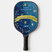 Starry Dark Night Nieuwjaar Gold Stars Sparkle Blu Pickleball Paddle (Achterkant)