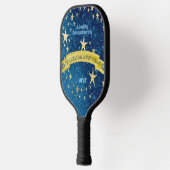 Starry Dark Night Nieuwjaar Gold Stars Sparkle Blu Pickleball Paddle (Links)