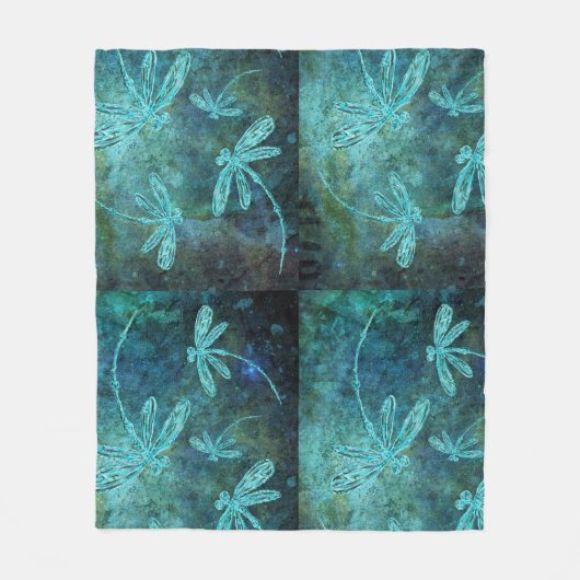 Starry Dragonfly Night Fleece Deken (Voorkant)