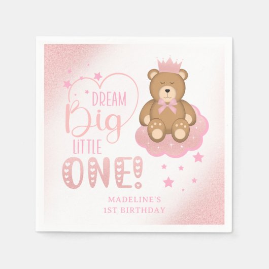 Starry Dream Big Little One Sleepy Beer Birthday Servet (Voorkant)