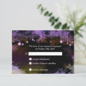 Starry Evening Forest Paars Wedding RSVP (Staand voorkant)