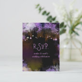 Starry Evening Forest Paars Wedding RSVP Uitnodiging Briefkaart (Staand voorkant)