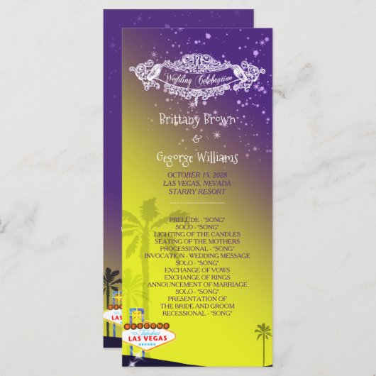 Starry Evening Las Vegas Wedding Program Programmakaart (Voorkant / Achterkant)