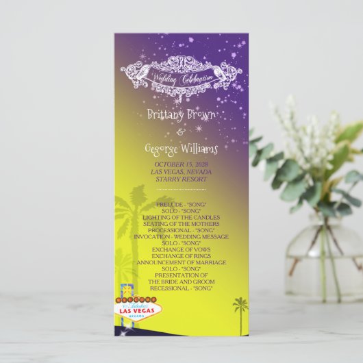 Starry Evening Las Vegas Wedding Program Programmakaart (Staand voorkant)