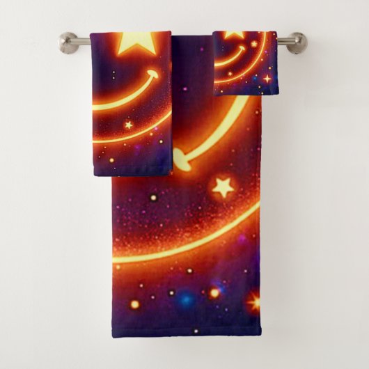 Starry-Eyed Glow Emoji Bad Handdoek (Insitu)