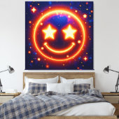 Starry-Eyed Glow Emoji Canvas Afdruk (Insitu (Slaapkamer))