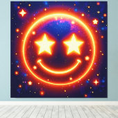 Starry-Eyed Glow Emoji Canvas Afdruk (Insitu (Houten vloer))