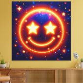 Starry-Eyed Glow Emoji Canvas Afdruk (Insitu (Woonkamer))