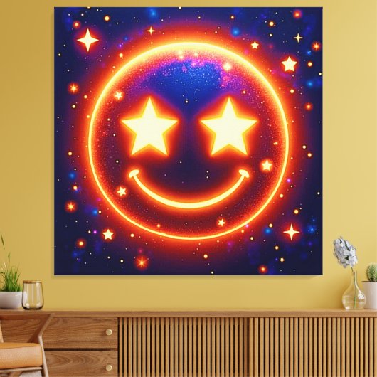 Starry-Eyed Glow Emoji Canvas Afdruk (Insitu (Woonkamer))