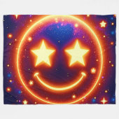 Starry-Eyed Glow Emoji Fleece Deken (Voorkant (Horizontaal))