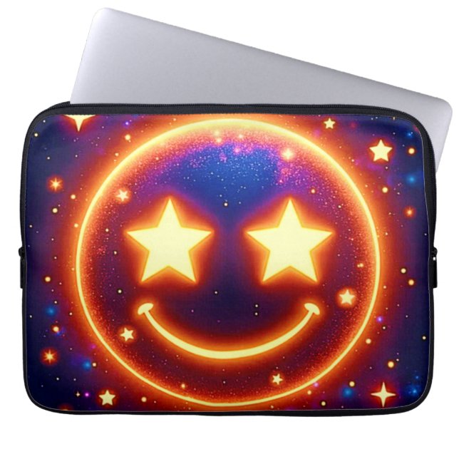 Starry-Eyed Glow Emoji Laptop Sleeve (Voorkant)