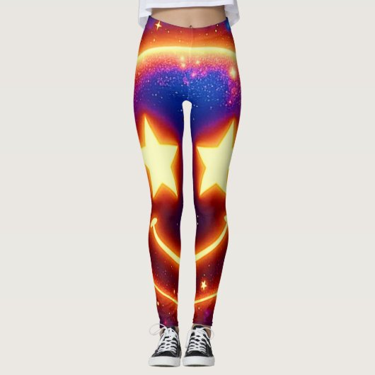 Starry-Eyed Glow Emoji Leggings (Voorkant)
