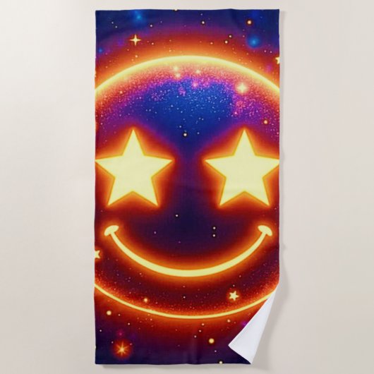 Starry-Eyed Glow Emoji Strandlaken (Voorkant)