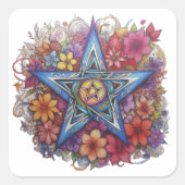 Starry Floral Radiance Vierkante Sticker (Voorkant)