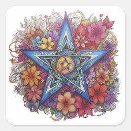 Starry Floral Radiance Vierkante Sticker