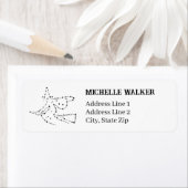 starry flying witch | Elegant zwart retouradres Etiket (Insitu)